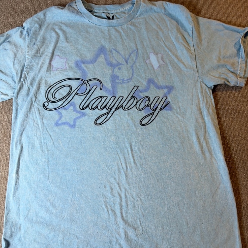 PLAYBOY Light Blue Star Graphic Tee 0244